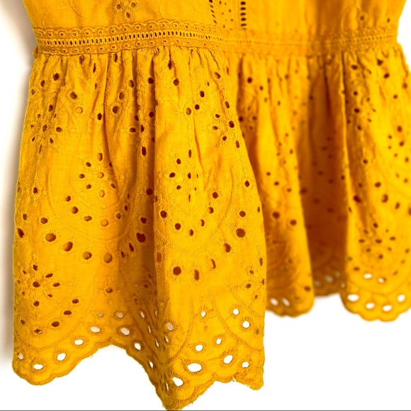 Moon River Anthropology Yellow Eyelet Tank Size S - Picture 5 of 10